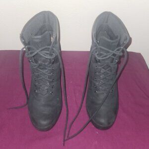 Timberland Camdale black Nubuck suede chunky heeled lace-up boots Size 8